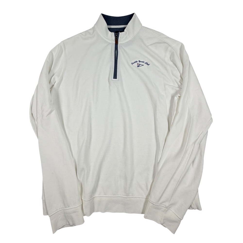 Johnnie-O Men Quarter Zip Pullover Seattle Yacht Club Sully White Large
